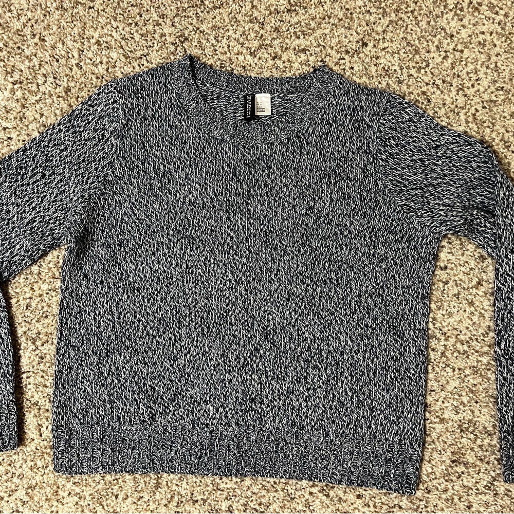 H&M Blue Crew Neck Sweater Cozy Knit
